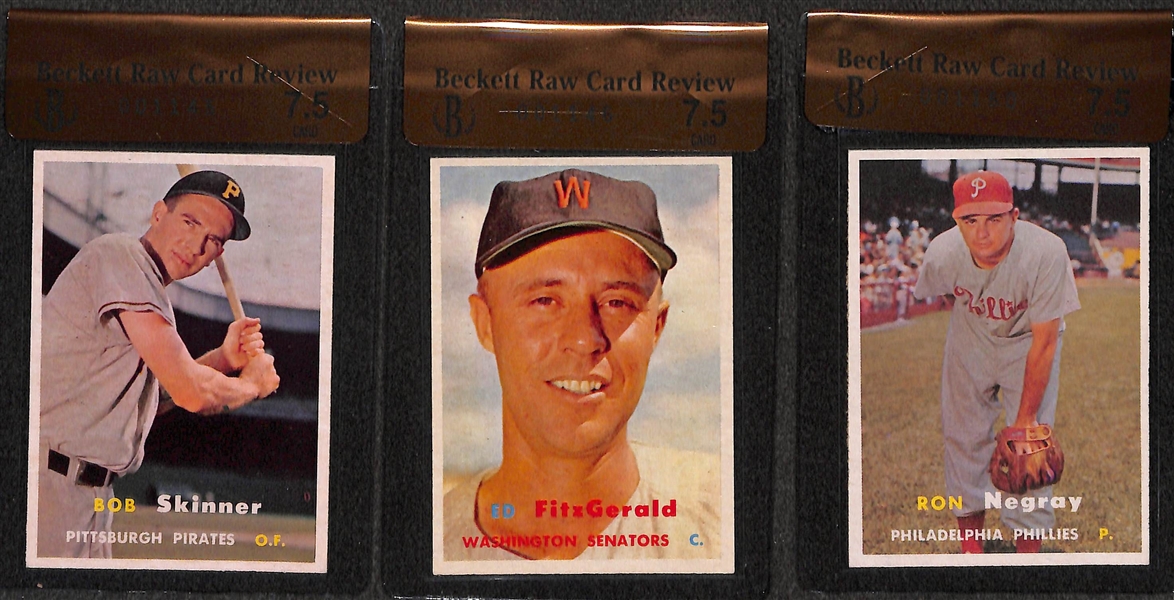 Lot of 15 - 1957 Topps Graded Baseball Cards - All Graded BVG 7.5 - w. Bobby Shantz